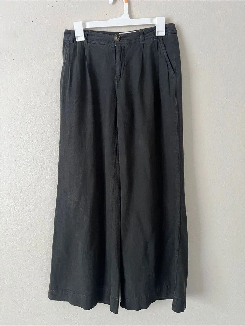 EUC By Anthropologie Linen Blend Wide-Leg Pants Charcoal Size 0